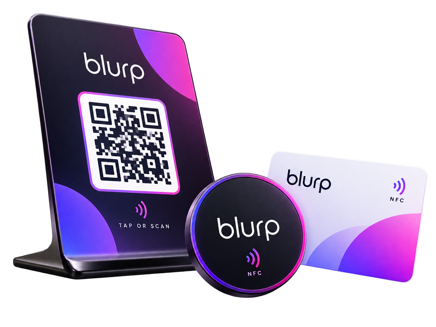 Blurp NFC and QR physical products